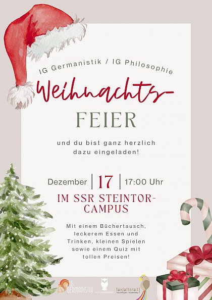 Einladung zur Weihnachtsfeier der IG Philosophie und der IG Germanistik
